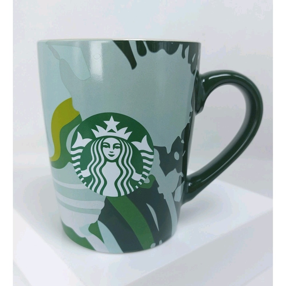 2021 Starbucks Green Splash Abstract Camo Mug Cup 10 Oz. Ceramic Coffee Logo